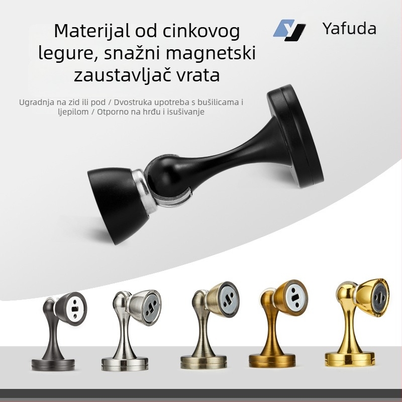 Vrata usisavač od cinkovog legura, snažan magnetski model, zidni montaža, završna žičana uzorak, za unutarnja drvena vrata