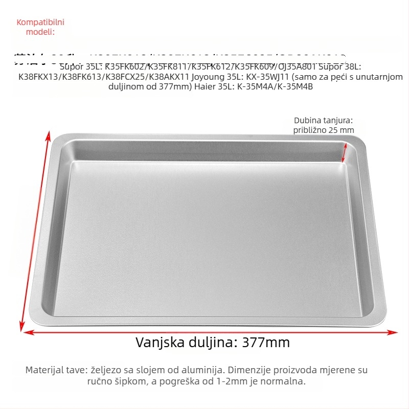 Pekač za kućnu pećnicu, kvadratni od željeza, površina s elektroforetskim premazom, kompatibilan Joyoung, Midea i Galanz