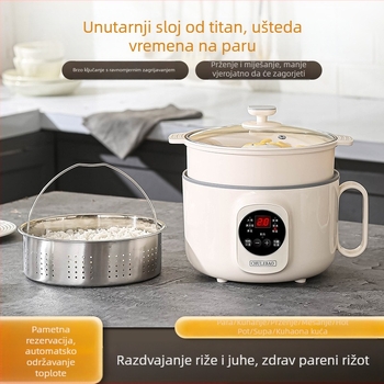 Sve-u-jednom električni kuhalo s titanijskim unutarnjim slojem za rižu, kašu i juhu — kapacitet do 2 L, dvostruki sloj, mikrokompjutersko upravljanje, izolirano