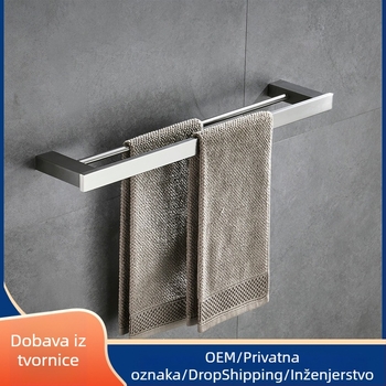 Set kupaonice od nehrđajućeg čelika s brušenim završetkom: držač za odjeću, držač ručnika, držač maramica, držač čaša — šest dijelova ili više, Strong Road