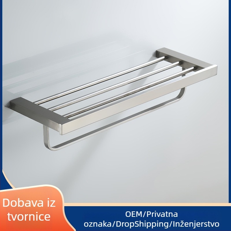 Set kupaonice od nehrđajućeg čelika s brušenim završetkom: držač za odjeću, držač ručnika, držač maramica, držač čaša — šest dijelova ili više, Strong Road