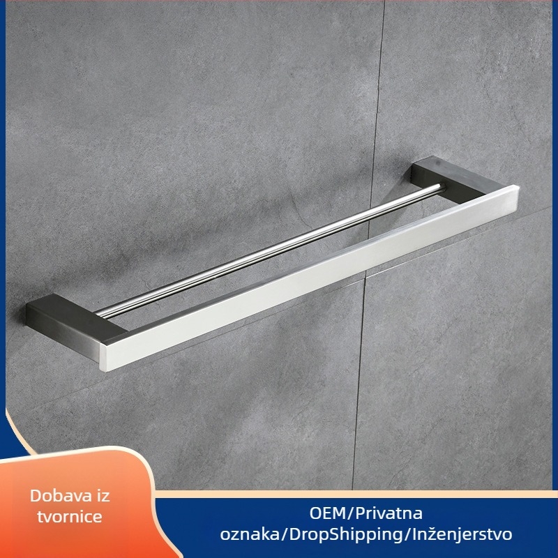 Set kupaonice od nehrđajućeg čelika s brušenim završetkom: držač za odjeću, držač ručnika, držač maramica, držač čaša — šest dijelova ili više, Strong Road