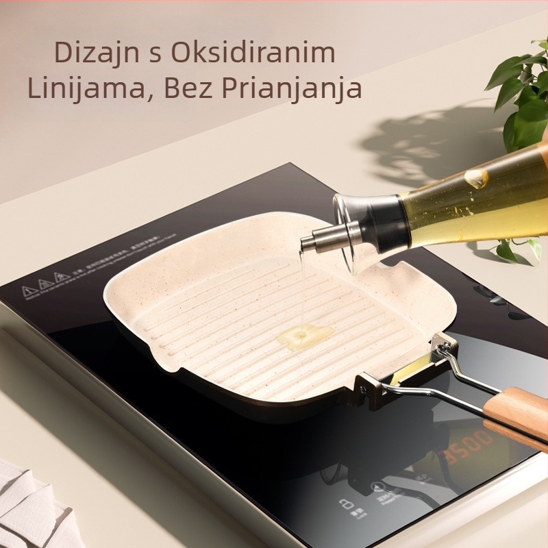 Tava za prženje od aluminijske legure, keramički neprijanjajući premaz, kompatibilna s indukcijskim pločama, dubina 3,5 cm, težina 830 g