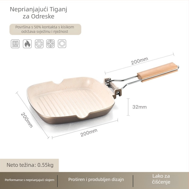 Tava za prženje od aluminijske legure, keramički neprijanjajući premaz, kompatibilna s indukcijskim pločama, dubina 3,5 cm, težina 830 g