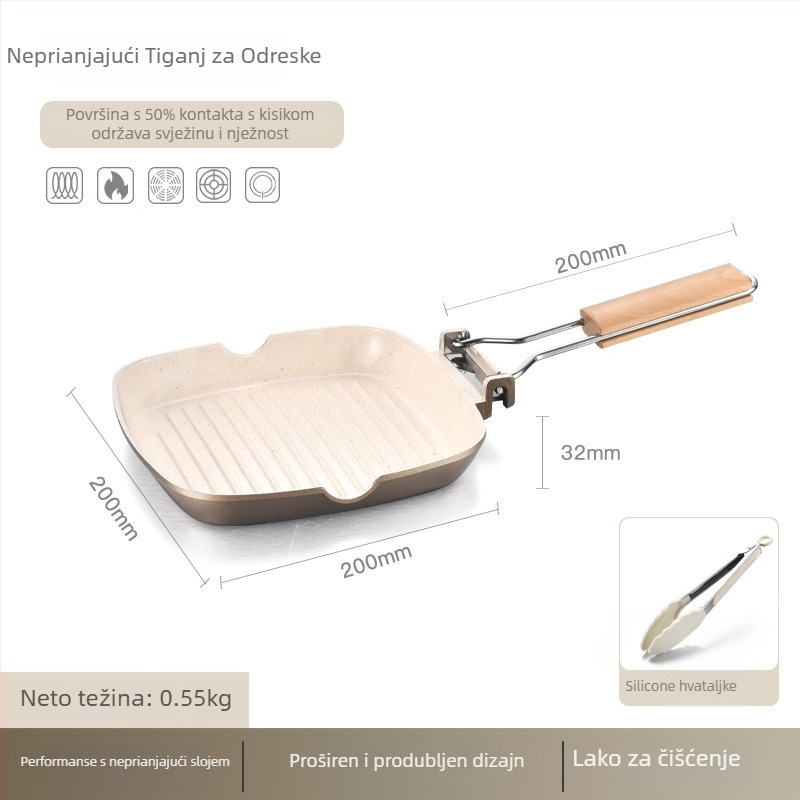 Tava za prženje od aluminijske legure, keramički neprijanjajući premaz, kompatibilna s indukcijskim pločama, dubina 3,5 cm, težina 830 g