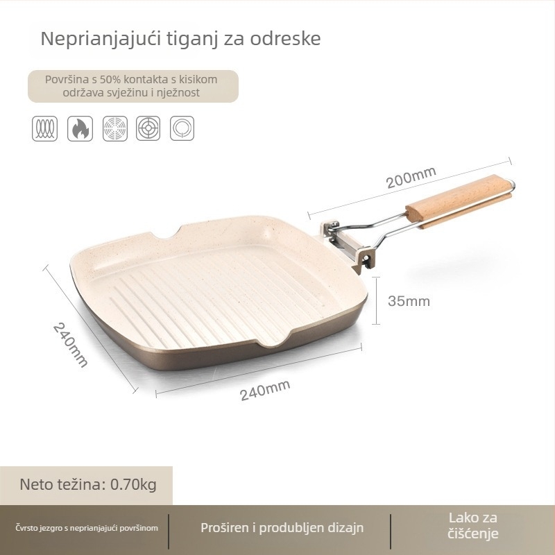 Tava za prženje od aluminijske legure, keramički neprijanjajući premaz, kompatibilna s indukcijskim pločama, dubina 3,5 cm, težina 830 g