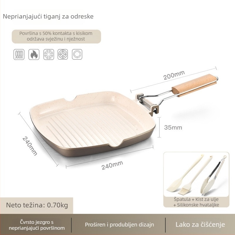 Tava za prženje od aluminijske legure, keramički neprijanjajući premaz, kompatibilna s indukcijskim pločama, dubina 3,5 cm, težina 830 g