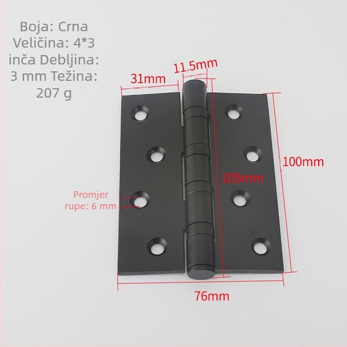 Plošna vrata od nehrđajućeg čelika, 4 inča, model 1509, za drvena vrata i ormare, tih rad