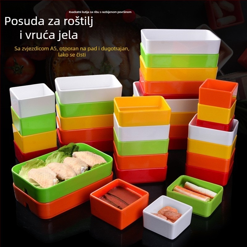 Melamin tanjur za hot pot za izlaganje – nepravilnog oblika, višestruki uzorak, moderan jednostavan stil, pogodan za umake za namakanje i roštilj