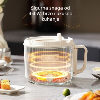 Električni mini lonac za dom — prženje i kuhanje, dvostruki dizajn, unutarnji lonac s keramičkim premazom, uklonjivi i perivi liner, upravljanje gumbima