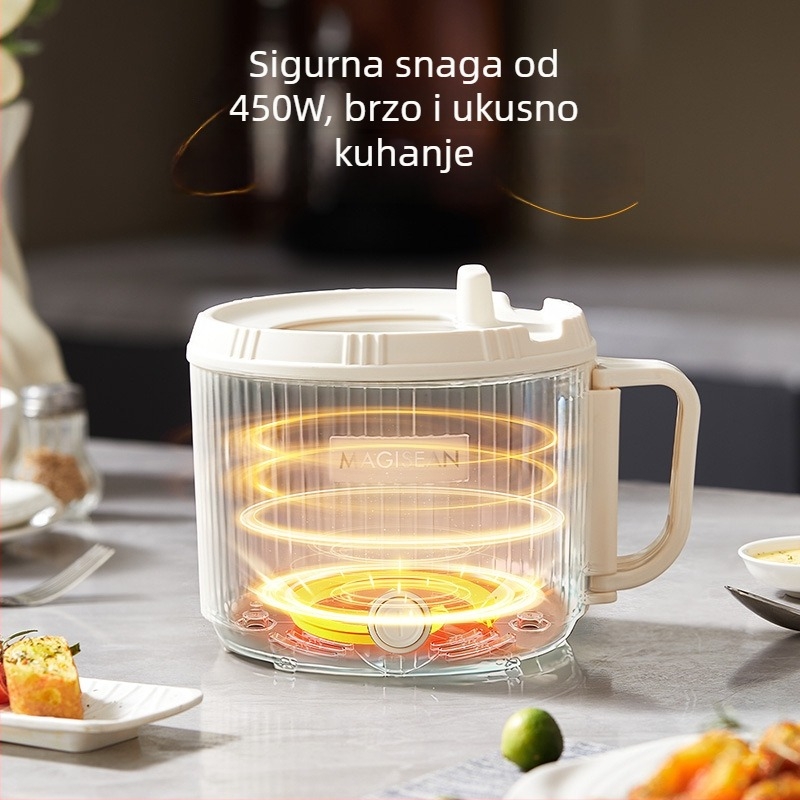 Električni mini lonac za dom — prženje i kuhanje, dvostruki dizajn, unutarnji lonac s keramičkim premazom, uklonjivi i perivi liner, upravljanje gumbima