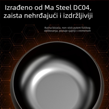 Wok od kaljenog željeza, korejski stil, s jednim dnom, stakleni poklopac