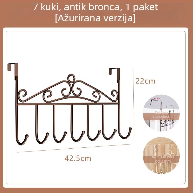 Bezbušna vješalica za vrata s regalom za kuhinju i kupaonu, nehrđajući čelik, zidni monter, bez bušenja, bez tragova, vješalica za kapute i šešire; CE certifikat; šifra proizvoda 250711baihuo-14lr