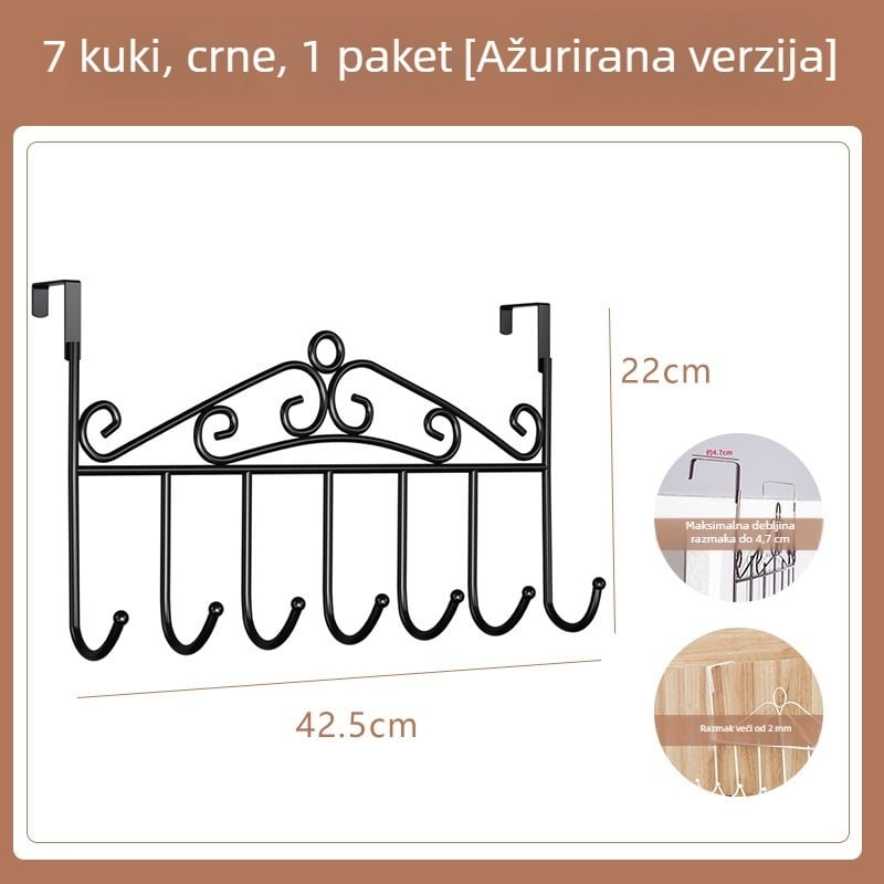 Bezbušna vješalica za vrata s regalom za kuhinju i kupaonu, nehrđajući čelik, zidni monter, bez bušenja, bez tragova, vješalica za kapute i šešire; CE certifikat; šifra proizvoda 250711baihuo-14lr