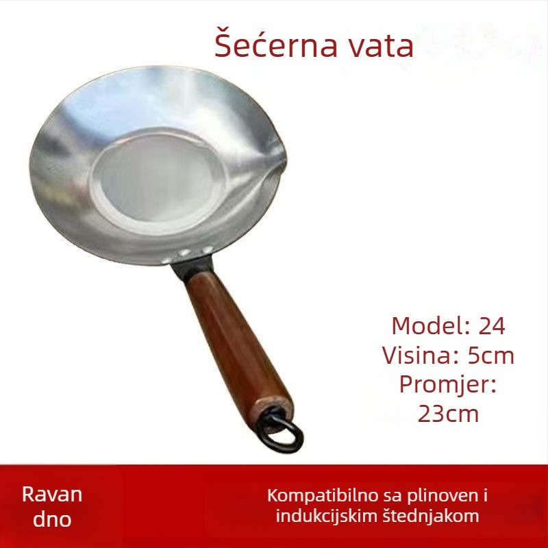 Ručno izrađeni lonac za kandirano voće, nehrđajući čelik serije 400, neprijanjajuća površina, jednodjelno dno, universalni plinski štednjak, kineski stil