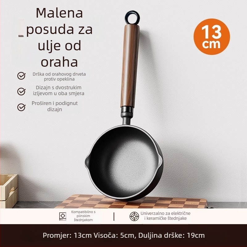 Lijevano željezno duboko tava za izlijevanje ulja, neprijanjajuća, model 985