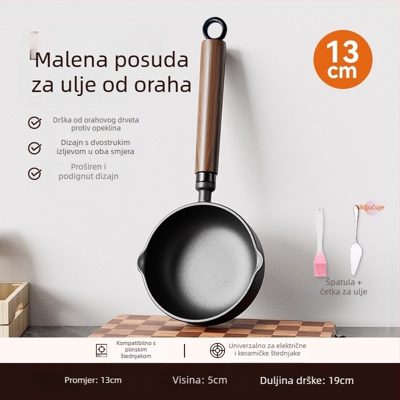 Lijevano željezno duboko tava za izlijevanje ulja, neprijanjajuća, model 985