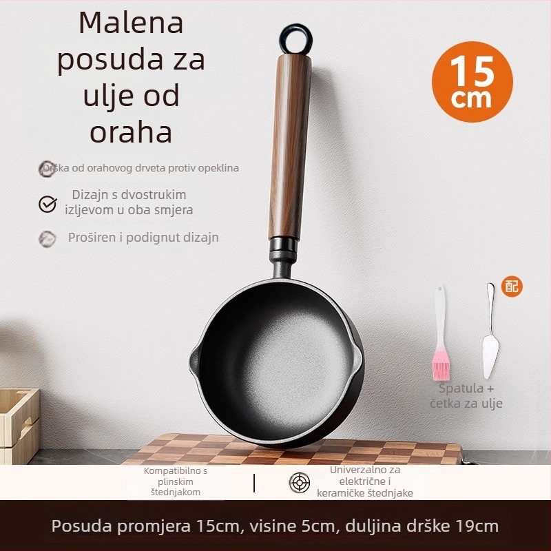 Lijevano željezno duboko tava za izlijevanje ulja, neprijanjajuća, model 985