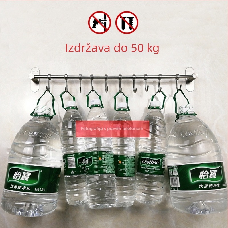 Stalak za kuhinju na zidni za špatlice i žlice, nehrđajući čelik 304, brušeni završni sloj, 412 g, marka Hundred Way, moderan minimalistički stil
