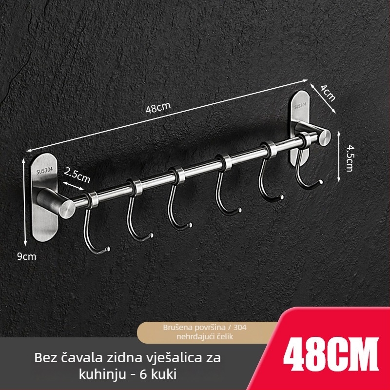 Stalak za kuhinju na zidni za špatlice i žlice, nehrđajući čelik 304, brušeni završni sloj, 412 g, marka Hundred Way, moderan minimalistički stil