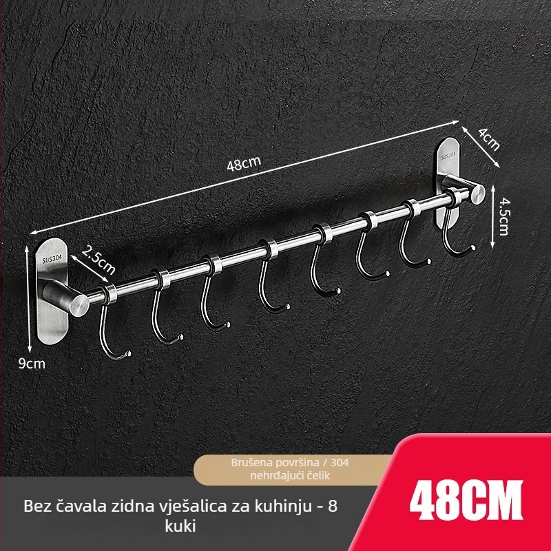 Stalak za kuhinju na zidni za špatlice i žlice, nehrđajući čelik 304, brušeni završni sloj, 412 g, marka Hundred Way, moderan minimalistički stil