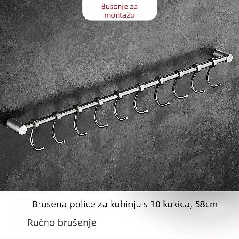 Stalak za kuhinju na zidni za špatlice i žlice, nehrđajući čelik 304, brušeni završni sloj, 412 g, marka Hundred Way, moderan minimalistički stil