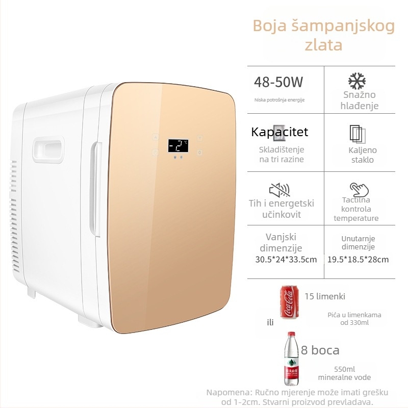 Poluvodički automobilni frižider | 50W, 12V/220V, 2°C hlađenje, 65°C grijanje, plastično kućište