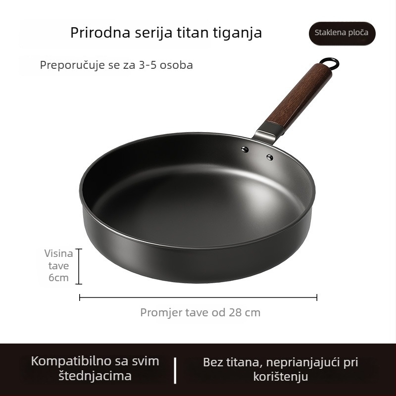 Wok tiganj bez premaza s staklenim poklopcem (lijevano željezo; univerzalni štednjak kompatibilnost; model AJYSA; moderni minimalizam)