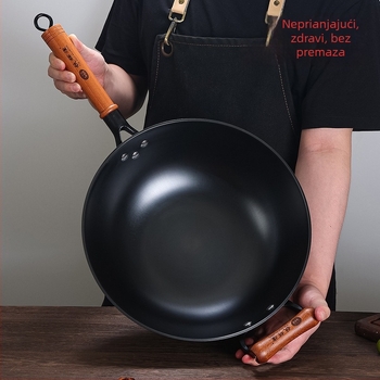 Wok od lijevanog željeza, non-stick, kompatibilan s indukcijom, 2 kg, dubina 10 cm