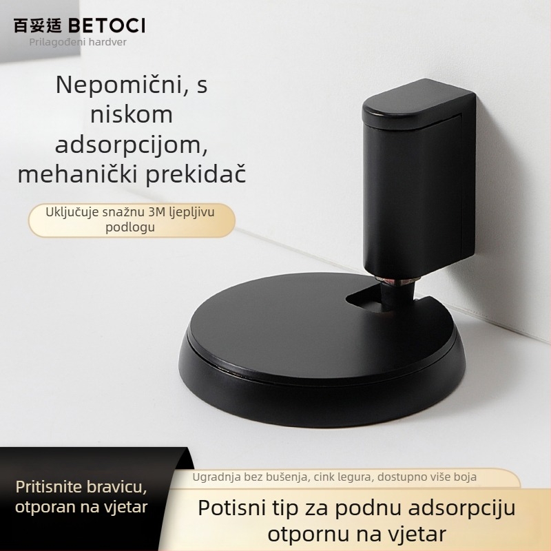 Stoper za vrata, kazetnog tipa, bez magnetskog svojstva, od cinkovog legura, postavljen na podu, ručno upravljanje, za vrata spavaće sobe