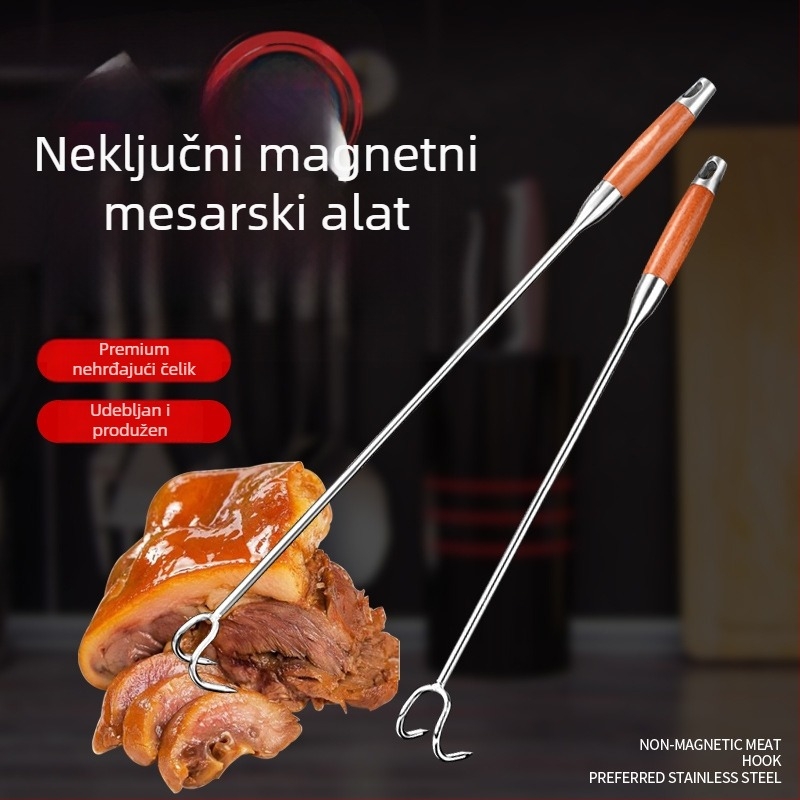 Nehrđajući čelični mesni kuk s dugačkim ručkom za kuhano, prženo i dinstano meso