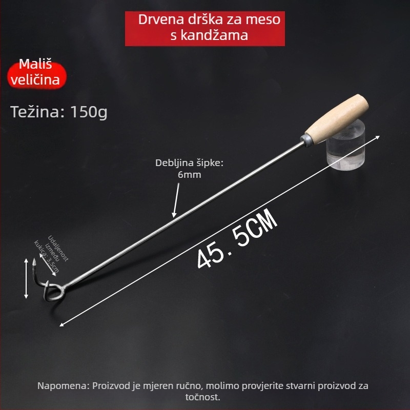 Nehrđajući čelični mesni kuk s dugačkim ručkom za kuhano, prženo i dinstano meso