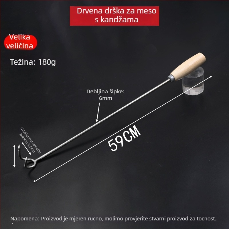 Nehrđajući čelični mesni kuk s dugačkim ručkom za kuhano, prženo i dinstano meso