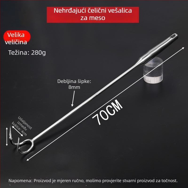 Nehrđajući čelični mesni kuk s dugačkim ručkom za kuhano, prženo i dinstano meso