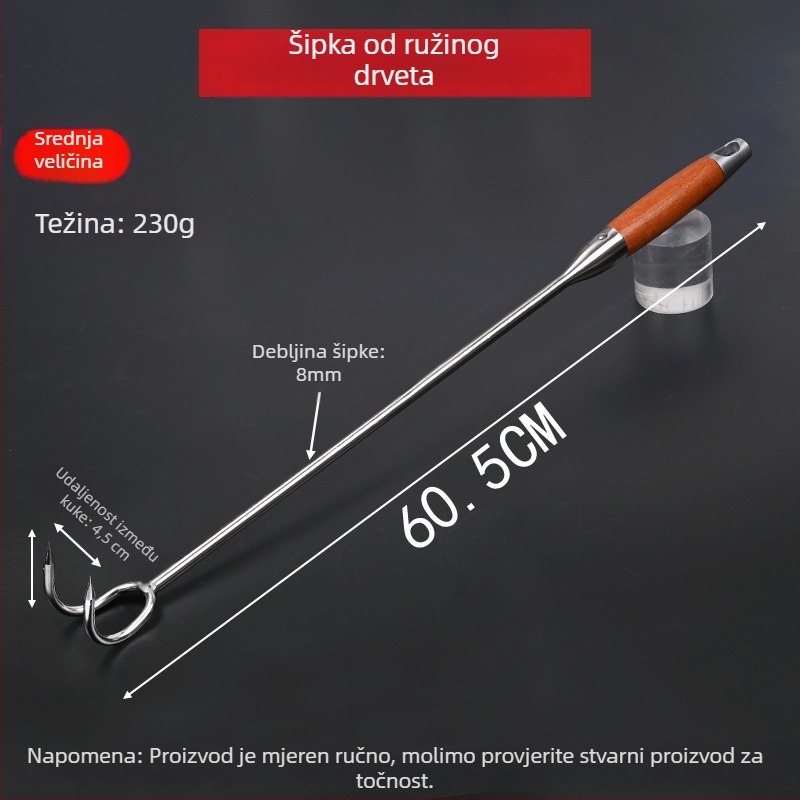 Nehrđajući čelični mesni kuk s dugačkim ručkom za kuhano, prženo i dinstano meso