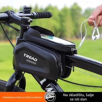 Poliesterska torbica za bicikl za gornju cijev i prednju nosivnu, džep za telefon, bez podloge, za planinski bicikl