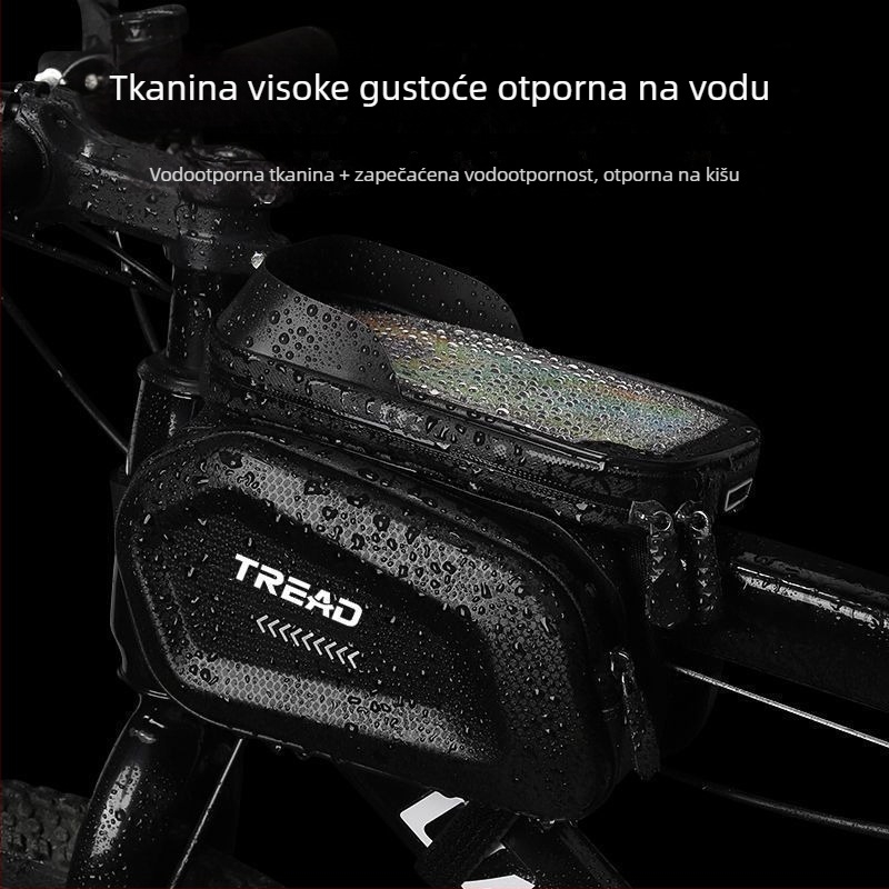 Poliesterska torbica za bicikl za gornju cijev i prednju nosivnu, džep za telefon, bez podloge, za planinski bicikl