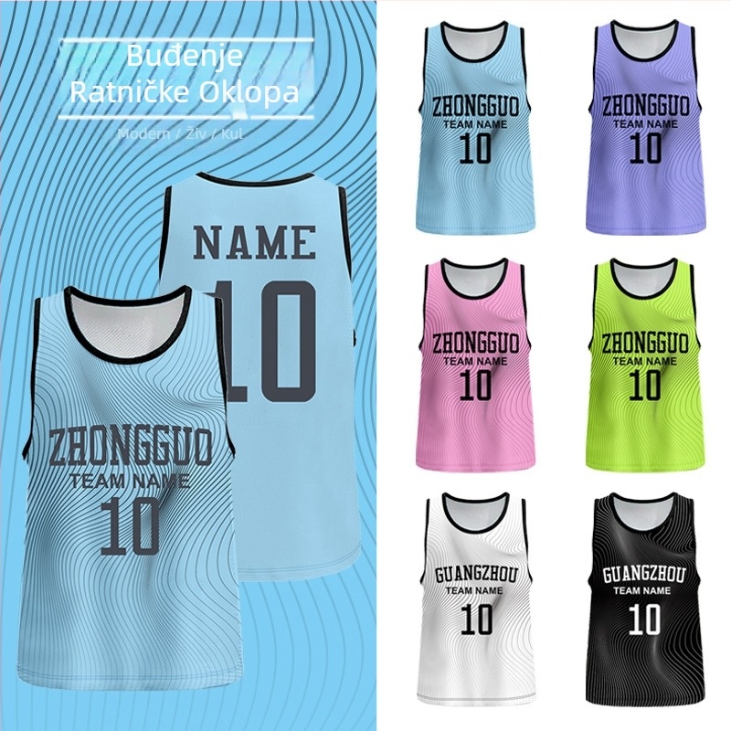 Poliester mrežasti trening prsluk za nogomet, prilagodljiv, brend Nine Moves, uzrast 6–40, pogodan za nogomet