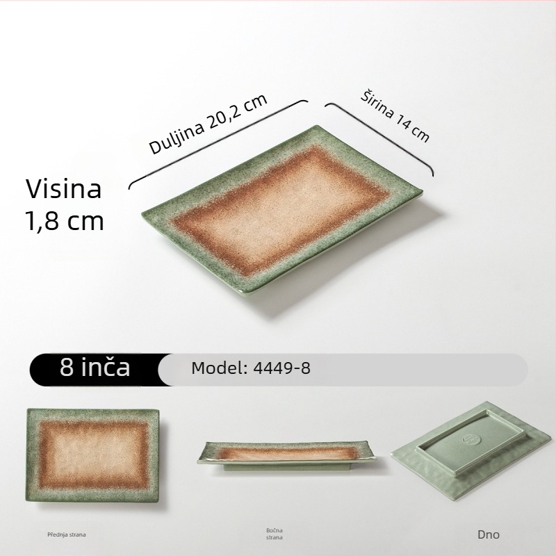 Melaminski pravokutni tanjur za serviranje, gradijent boja, moderni minimalistički stil, 24–24,9 cm, pogodan za roštilj i hot pot