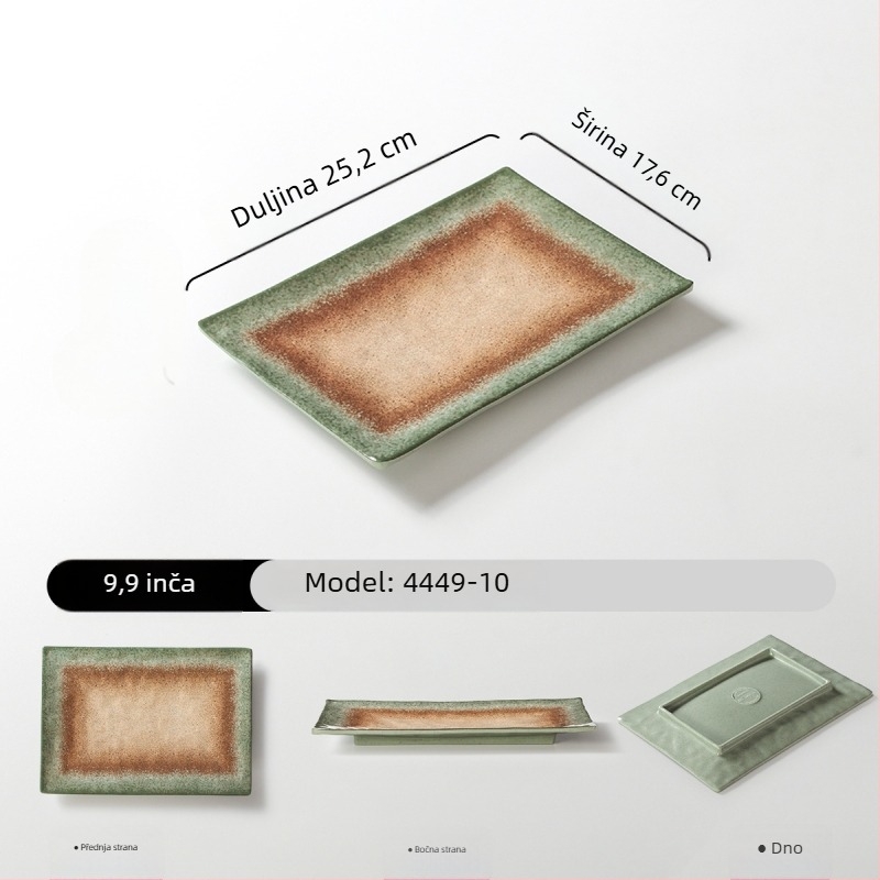 Melaminski pravokutni tanjur za serviranje, gradijent boja, moderni minimalistički stil, 24–24,9 cm, pogodan za roštilj i hot pot