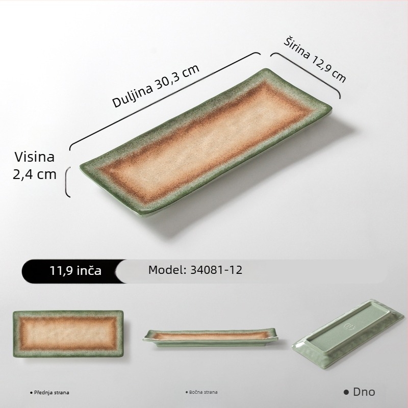 Melaminski pravokutni tanjur za serviranje, gradijent boja, moderni minimalistički stil, 24–24,9 cm, pogodan za roštilj i hot pot