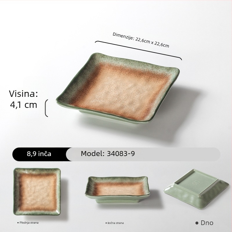 Melaminski pravokutni tanjur za serviranje, gradijent boja, moderni minimalistički stil, 24–24,9 cm, pogodan za roštilj i hot pot