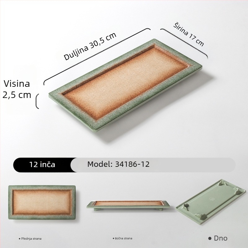 Melaminski pravokutni tanjur za serviranje, gradijent boja, moderni minimalistički stil, 24–24,9 cm, pogodan za roštilj i hot pot