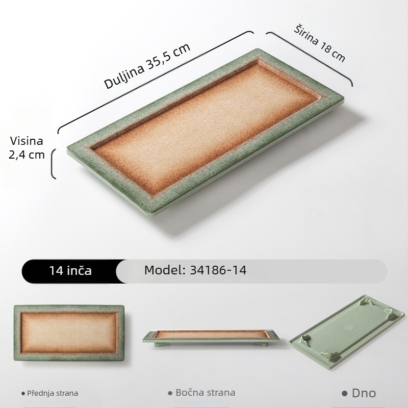Melaminski pravokutni tanjur za serviranje, gradijent boja, moderni minimalistički stil, 24–24,9 cm, pogodan za roštilj i hot pot
