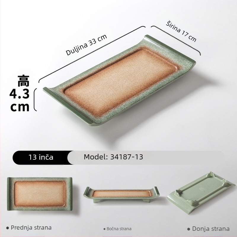 Melaminski pravokutni tanjur za serviranje, gradijent boja, moderni minimalistički stil, 24–24,9 cm, pogodan za roštilj i hot pot