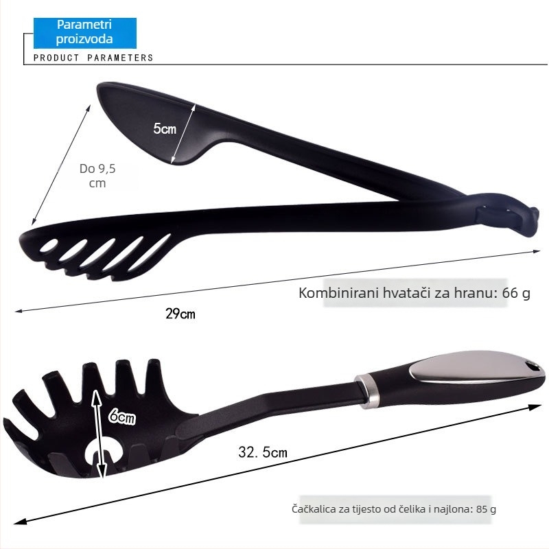 Nylon set kuhinjskih alata: špatula i žlica, s ručkom od najlona, otporan na visoke temperature