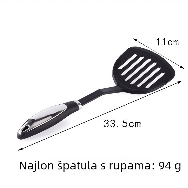Nylon set kuhinjskih alata: špatula i žlica, s ručkom od najlona, otporan na visoke temperature