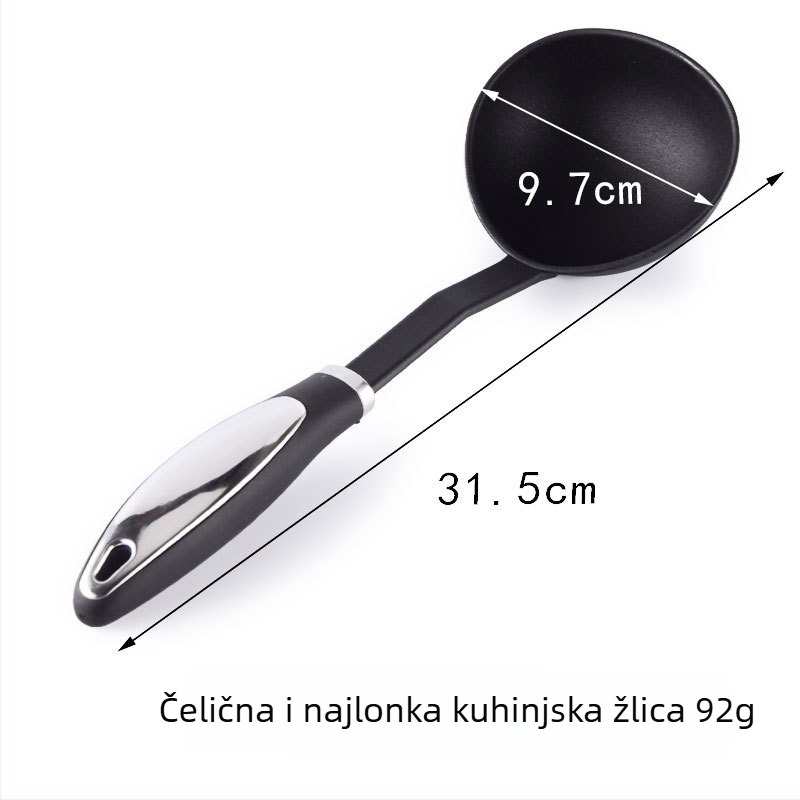 Nylon set kuhinjskih alata: špatula i žlica, s ručkom od najlona, otporan na visoke temperature