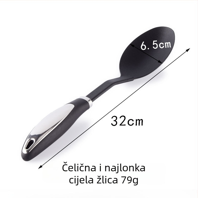 Nylon set kuhinjskih alata: špatula i žlica, s ručkom od najlona, otporan na visoke temperature