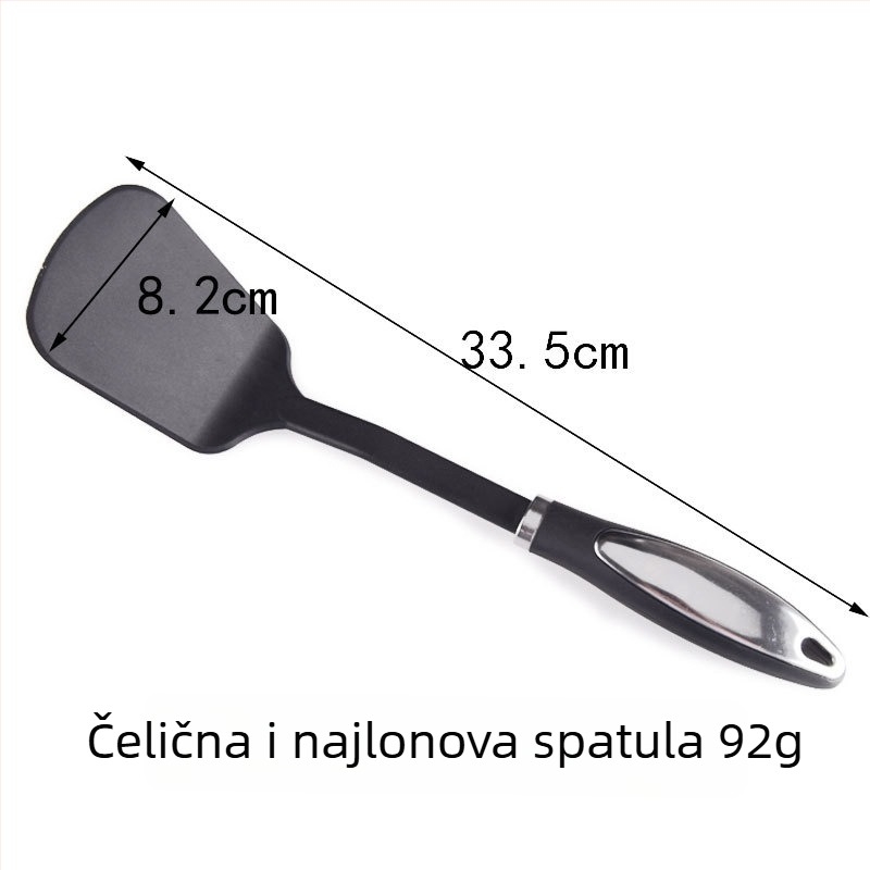 Nylon set kuhinjskih alata: špatula i žlica, s ručkom od najlona, otporan na visoke temperature
